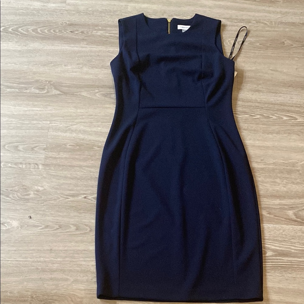 Calvin Klein Blue Sleeveless Sheath Dress